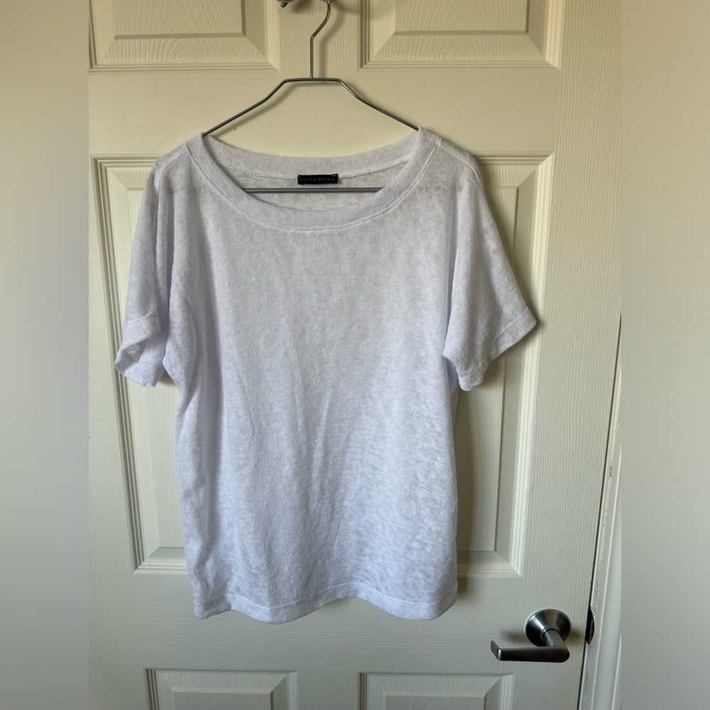 NALLY & MILLIE White Short Sleeve Terry Top.